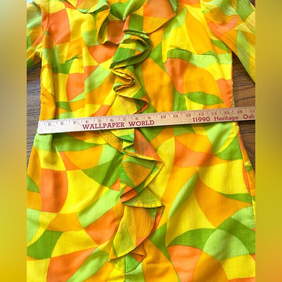 Vintage Mr. Bob of California Color Pop Ruffle Front Midi Dress - Picture 8 of 11